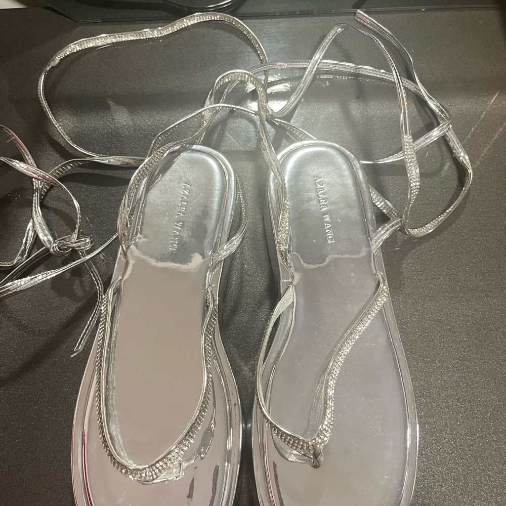 AKIRA Silver Strappy Sandals